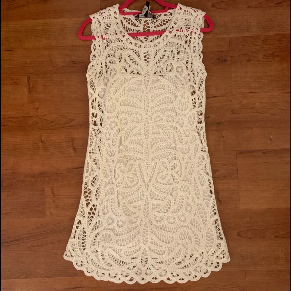 white BCBG dress